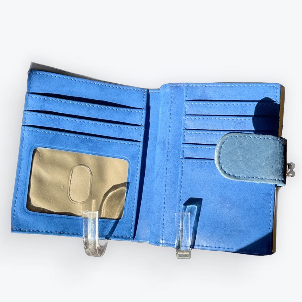 Classic Extra Roomy Organizer Blue Leather Wallet Buxton Heiress Double Cardex - Picture 4 of 8
